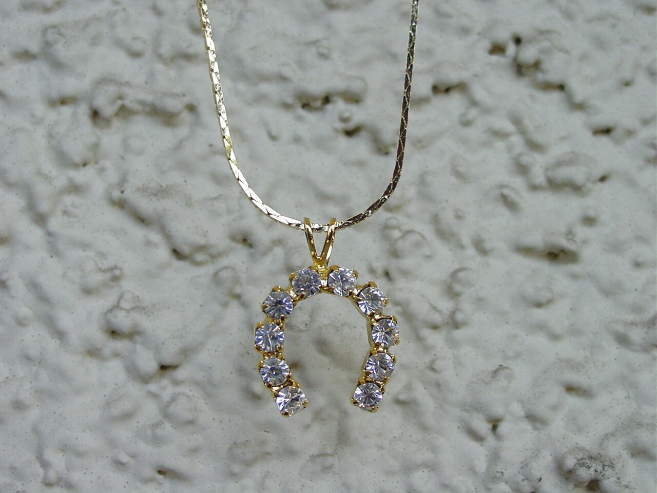 Hufeisen Cz Reitschmuck Anhänger & 18 "Kette Halskette 14K Vergoldet Tolles Detail Hufeisen Cz Reitschmuck Anhänger & 18 "Kette Halskette 14K Vergoldet Tolles Detail von Horsetrader21