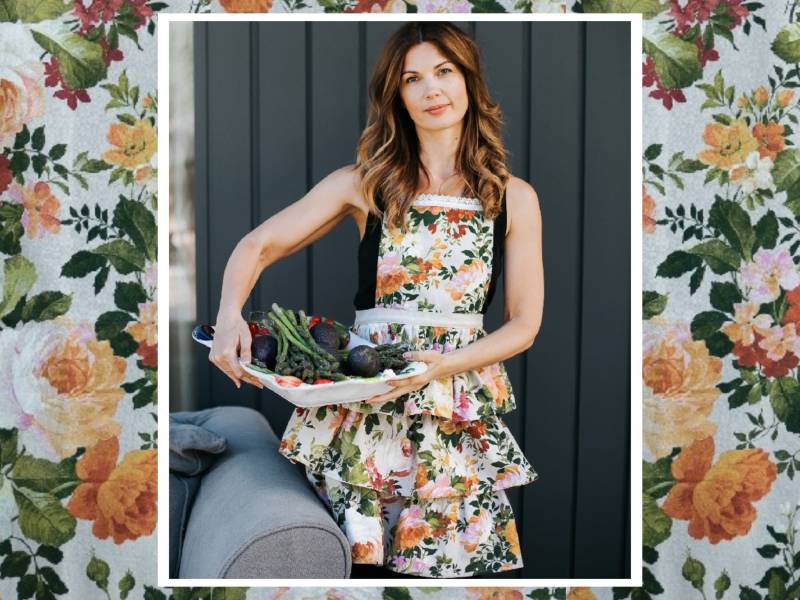 Blumen Rüschen Schürze | Leinenmischung Küche Kleid von HortensiasHome