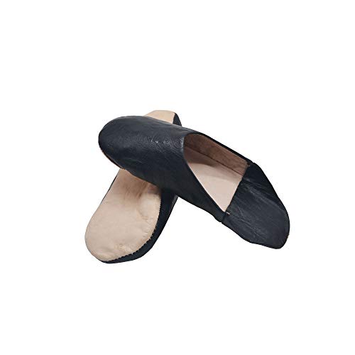 Horus Artesanía de Egipto Marokkanische Hausschuhe oder Hausschuhe aus echtem Leder, handgefertigt von den besten Handwerkern in Marrakesch. (schwarz, Numeric_43) von Horus Artesanía de Egipto