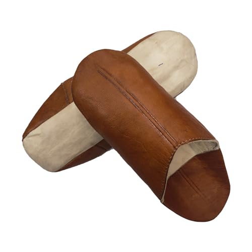 Horus Artesanía de Egipto Marokkanische Unisex-Hausschuhe aus echtem Leder, handgefertigt von den besten Handwerkern in Marrakesch (Hellbraun, 38) von Horus Artesanía de Egipto