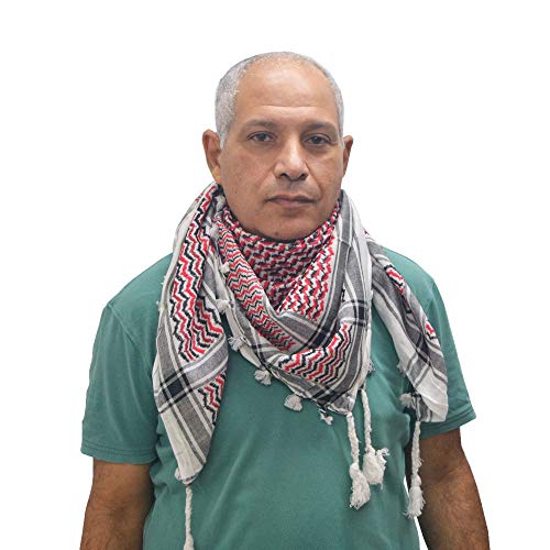 Horus Artesanía de Egipto Palästinensischer Shemagh Keffiyeh Hatta Arabisch Baumwolle Wrap Schal Unisex 100%, Rot Schwarz Weiß, 105-110 * 105-110 cm von Horus Artesanía de Egipto