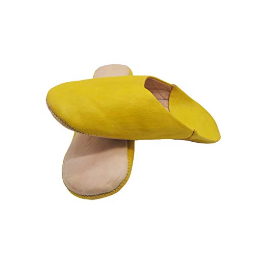 Marokkanische Hausschuhe aus authentischem Leder, handgefertigt von den besten Handwerkern Marrakeschs., Gelb - gelb - Größe: 40 EU von Horus Artesanía de Egipto