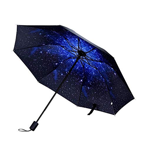 Hosoncovy Night Star Sky Faltschirm Doppelschicht Winddichter Anti-UV-Sonnenschutz 100CM Kompakter Reiseschirm für Frauen Männer von Hosoncovy