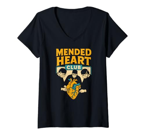 Damen Heart Chirurgie Patient Mended Heart Club Fun Cool Get Well T-Shirt mit V-Ausschnitt von Hospital Patient Surgery Recover Doctor Nurse Gear