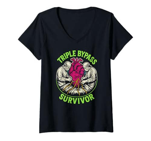 Damen Herzchirurgie Patient Triple Bypass Survivor Cool Get Well T-Shirt mit V-Ausschnitt von Hospital Patient Surgery Recover Doctor Nurse Gear