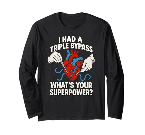 Heart Surgery I Survived Triple Bypass Fun Herren Superpower Langarmshirt von Hospital Patient Surgery Recover Doctor Nurse Gear