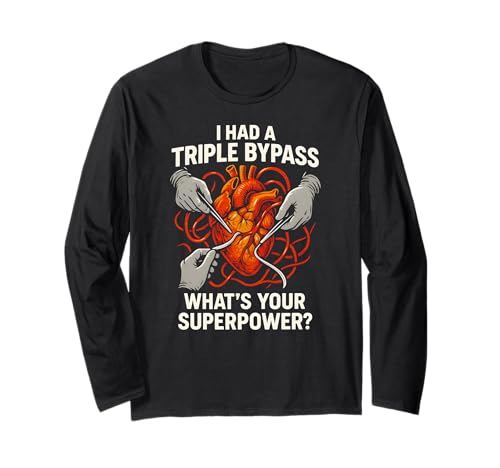 Heart Surgery I Survived Triple Bypass Fun Herren Superpower Langarmshirt von Hospital Patient Surgery Recover Doctor Nurse Gear