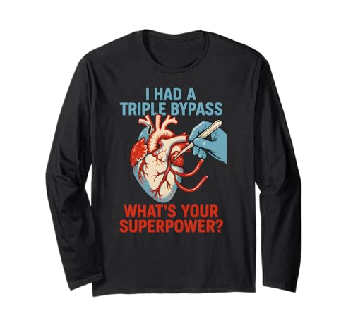 Heart Surgery I Survived Triple Bypass Fun Herren Superpower Langarmshirt von Hospital Patient Surgery Recover Doctor Nurse Gear