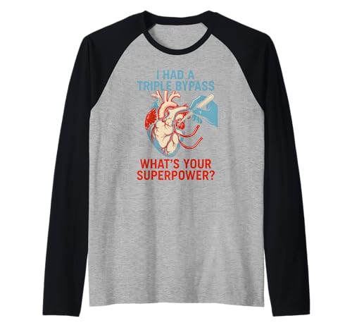 Heart Surgery I Survived Triple Bypass Fun Herren Superpower Raglan von Hospital Patient Surgery Recover Doctor Nurse Gear