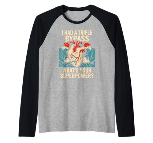 Heart Surgery I Survived Triple Bypass Fun Herren Superpower Raglan von Hospital Patient Surgery Recover Doctor Nurse Gear