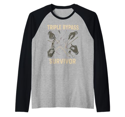 Heart Surgery Patient Triple Bypass Survivor Men Get Well Raglan von Hospital Patient Surgery Recover Doctor Nurse Gear
