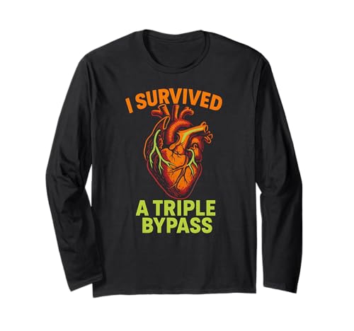 Herzoperation I Survived Triple Bypass Fun Herren Get Well Langarmshirt von Hospital Patient Surgery Recover Doctor Nurse Gear