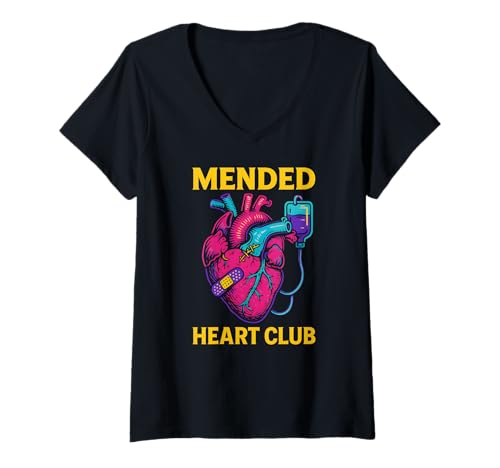 Damen Cardiac Recovery Mended Heart Club Cool Get Well für Herren T-Shirt mit V-Ausschnitt von Hospital Patient Surgery Recover Doctor Nurse Wear