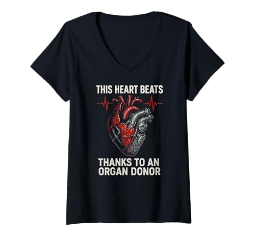 Damen Heart Survivor Organspender Cool Herren Chirurgie Recovery T-Shirt mit V-Ausschnitt von Hospital Patient Surgery Recover Doctor Nurse Wear