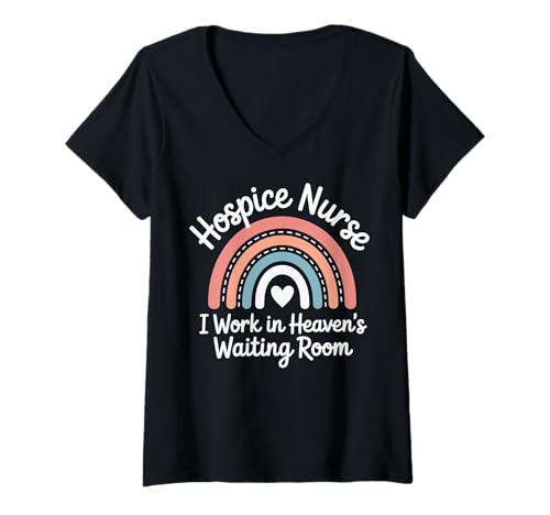 Damen Hospice Nurse I Work In Heaven's Waiting Room T-Shirt mit V-Ausschnitt Damen Hospice Nurse I Work In Heaven's Waiting Room T-Shirt mit V-Ausschnitt von Hospizpfleger/in Palliativpfleger/in