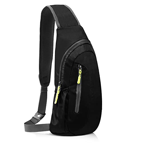 Hossom Brusttasche Herren Sling Schulter Rucksäcke Sling Bag Damen Wasserdicht, Schultertasche Nette Umhängetasche Chest Pack zum Wandern Radfahren Reisen oder Multipurpose Tagepacks (Schwarz) von Hossom