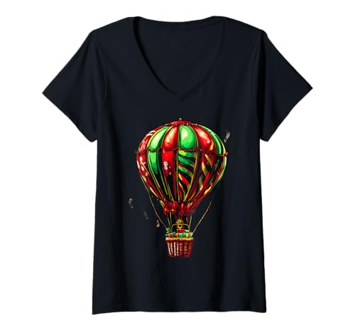 Damen Heißluftballonfahrt Festival Heißluftballonfahren T-Shirt mit V-Ausschnitt Damen Heißluftballonfahrt Festival Heißluftballonfahren T-Shirt mit V-Ausschnitt von Hot Air Balloon Festival Art