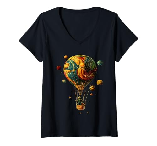 Damen Heißluftballonfahrt Festival Heißluftballonfahren T-Shirt mit V-Ausschnitt Damen Heißluftballonfahrt Festival Heißluftballonfahren T-Shirt mit V-Ausschnitt von Hot Air Balloon Festival Art