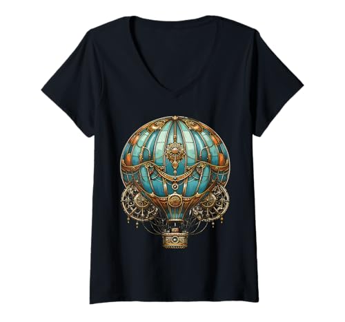 Damen Vintage Heißluftballonflug T-Shirt mit V-Ausschnitt Damen Vintage Heißluftballonflug T-Shirt mit V-Ausschnitt von Hot Air Balloon Festival Ballooning Albuquerque