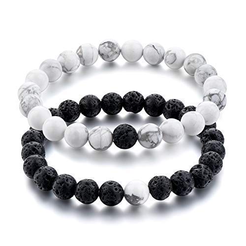 Hot And Bold Howlith und Lava zertifizierte Natursteine, Reiki-Armband für Damen und Herren – Kombi-Pack Hot And Bold Howlith und Lava zertifizierte Natursteine, Reiki-Armband für Damen und Herren – Kombi-Pack von Hot And Bold