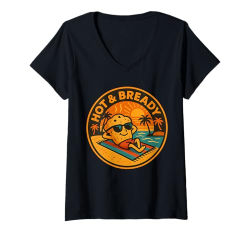 Damen Hot Bready Muffin zum Relaxen am Strand Lustiges Backen T-Shirt mit V-Ausschnitt Damen Hot Bready Muffin zum Relaxen am Strand Lustiges Backen T-Shirt mit V-Ausschnitt von Hot Bready Bakery Vibes apparels