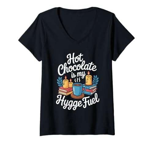 Damen Hygge Heiße Schokolade T-Shirt mit V-Ausschnitt Damen Hygge Heiße Schokolade T-Shirt mit V-Ausschnitt von Hot Cacao Designs