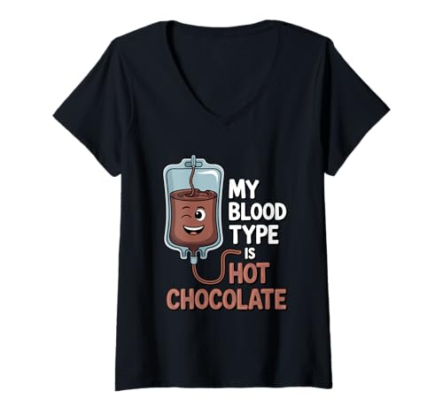Damen Kawaii heiße Schokolade T-Shirt mit V-Ausschnitt Damen Kawaii heiße Schokolade T-Shirt mit V-Ausschnitt von Hot Cacao Designs
