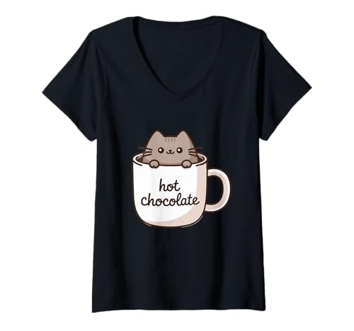 Damen Kawaii heiße Schokolade T-Shirt mit V-Ausschnitt Damen Kawaii heiße Schokolade T-Shirt mit V-Ausschnitt von Hot Cacao Designs