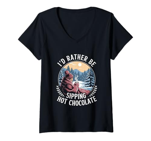 Damen Winter heiße Schokolade T-Shirt mit V-Ausschnitt Damen Winter heiße Schokolade T-Shirt mit V-Ausschnitt von Hot Cacao Designs
