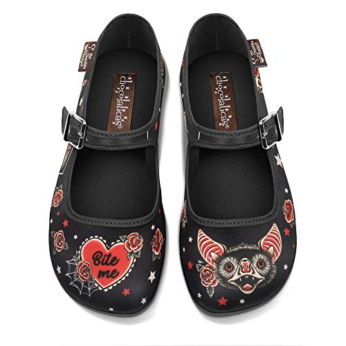 Hot Chocolate Design Chocolaticas Funky Ballerinas Mary Jane flach für Damen, Dunkle Tattoos, 41.5 EU von Hot Chocolate Design