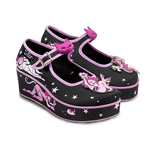Hot Chocolate Design Chocolaticas Funky Canvas Damen Mary Jane Flache Schuhe, Lady Meow, 41 EU von Hot Chocolate Design