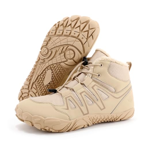 Hot Dingding Winterstiefel Barfußschuhe Damen Herren Wasserdicht Warm Bequem Rutschfeste Schneestiefel Outdoor Leicht Trekking Winter Kurzschaft Stiefel Boots Schuhe Unisex Braun von Hot Dingding