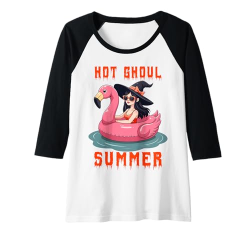 Damen Hot Ghul, Sommerhexe, Flamingo, Float, Halloween Raglan Damen Hot Ghul, Sommerhexe, Flamingo, Float, Halloween Raglan von Hot Ghoul Summer Design for Women