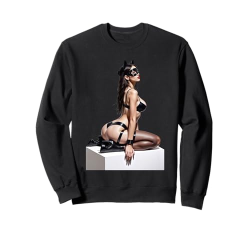 Hot Girl On Shirt für Herren – Bad Kitty Pinup Girl – Ausschnitt Sweatshirt von Hot Girl on Shirt for Men by NSPART