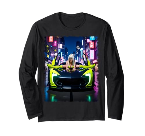Heißes Mädchen auf T-Shirt für Männer – Sexy Frau macht Spalten auf dem Auto Langarmshirt Heißes Mädchen auf T-Shirt für Männer – Sexy Frau macht Spalten auf dem Auto Langarmshirt von Hot Girl on T-shirt for Men by NSPART