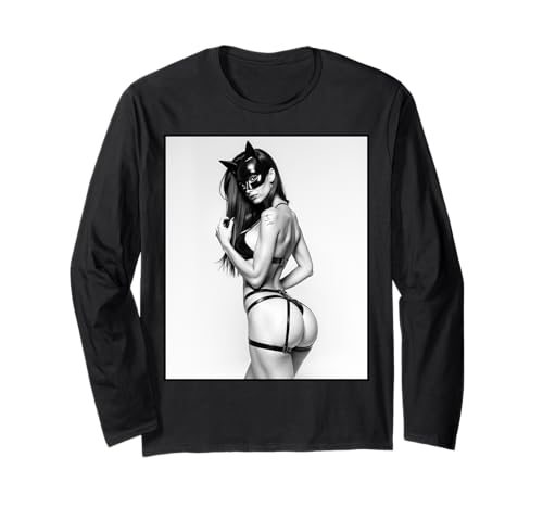 Hot Girl auf T-Shirt für Herren – Sexy Bad Kitty Pinup Girl B&W Langarmshirt Hot Girl auf T-Shirt für Herren – Sexy Bad Kitty Pinup Girl B&W Langarmshirt von Hot Girl on T-shirt for Men by NSPART