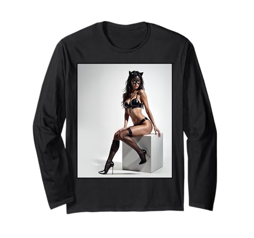 Hot Girl auf T-Shirt für Herren - Sexy Fashion Model in Katzenmaske Langarmshirt Hot Girl auf T-Shirt für Herren - Sexy Fashion Model in Katzenmaske Langarmshirt von Hot Girl on T-shirt for Men by NSPART