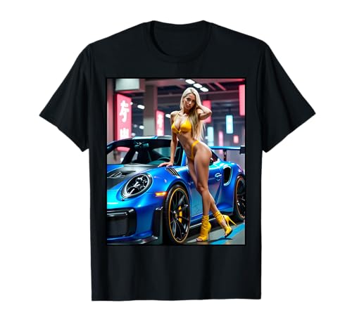 Hot Girl auf T-Shirt für Männer - Sexy Blonde Girl & Exotic Car T-Shirt von Hot Girl on T-shirt for Men by NSPART
