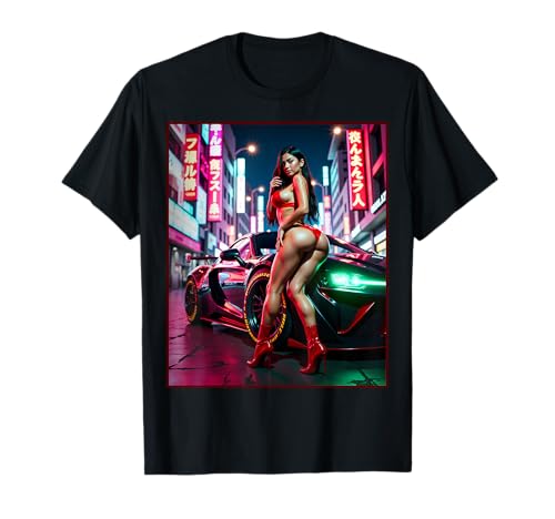 Hot Girl auf T-Shirt für Männer - Sexy halb asiatische Latina & Auto T-Shirt von Hot Girl on T-shirt for Men by NSPART