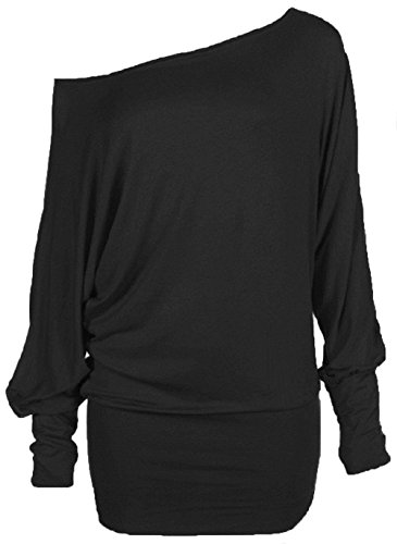 Hot Hanger Damen Batwing Shirt Langarm Blusen Tunika Top Plus Size EU Größe 36-54 : Color - Schwarz : Size - 20-22 2XL von Hot Hanger