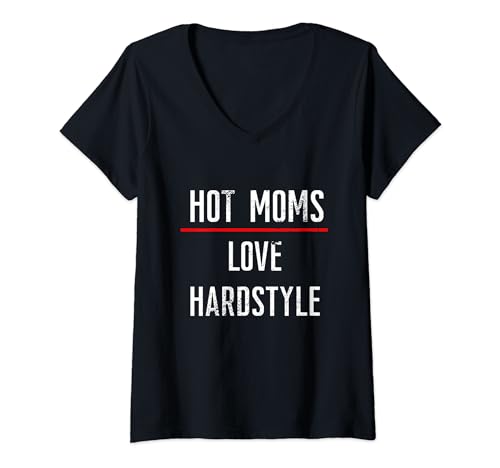 Damen Hot Moms love HARDSTYLE. Cooles Techno Rave Musikdesign T-Shirt mit V-Ausschnitt Damen Hot Moms love HARDSTYLE. Cooles Techno Rave Musikdesign T-Shirt mit V-Ausschnitt von Hot MOMS love HARDSTYLE outfits for techno music