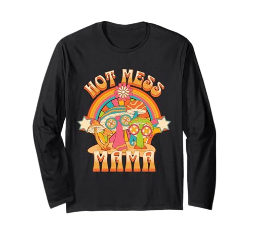 Groovy Hot Mess Mama Lustige Jungenmutter Mädchen Mama Langarmshirt Groovy Hot Mess Mama Lustige Jungenmutter Mädchen Mama Langarmshirt von Hot Mess Express Mom Gifts