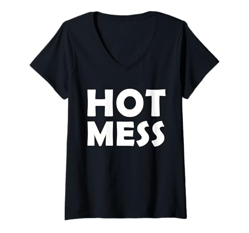 Damen Hot Mess - Cute New Mom Muttertag Mütter T-Shirt mit V-Ausschnitt Damen Hot Mess - Cute New Mom Muttertag Mütter T-Shirt mit V-Ausschnitt von Hot Mess New Moms