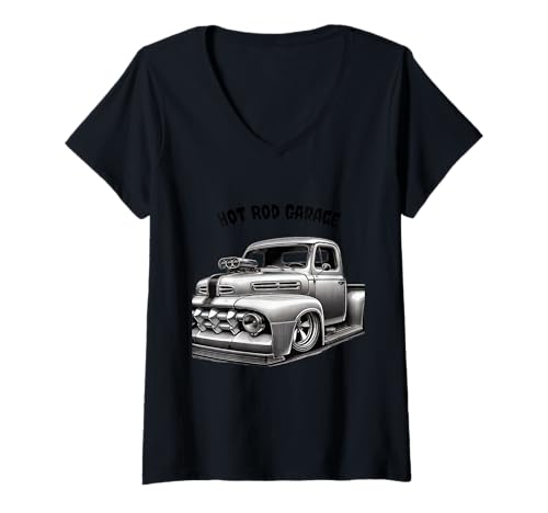 Damen Hot Rod T-Shirt mit V-Ausschnitt Damen Hot Rod T-Shirt mit V-Ausschnitt von Hot Rod Garage
