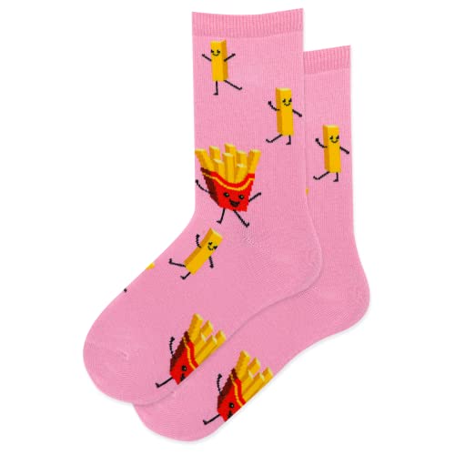 Hot Sox Kinder Fun Food & Drink Crew Socken, 1 Paar, cool und niedlich, lässig, Geschenke für Jungen und Mädchen, Pommes Frites (Rosa), Small-Medium von Hot Sox