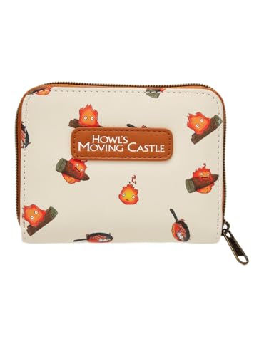 Loungefly Studio Ghibli Howl's Moving Castle Calcifer Print Mini Geldbörse mit Reißverschluss, Braun, keine von Hot Topic