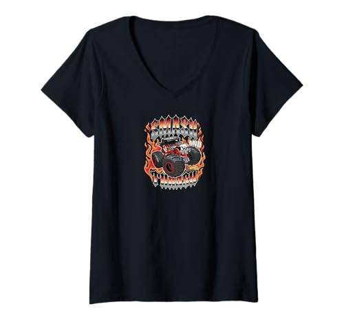 Damen Hot Wheels Monster Trucks - Smash und Thrash T-Shirt mit V-Ausschnitt von Hot Wheels