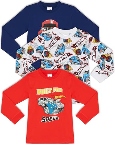 Hot Wheels 3er-Pack Langarm-T-Shirts für Kinder aus 100% Gekämmter Baumwolle - 3-4 Jahre: 104cm von Hot Wheels
