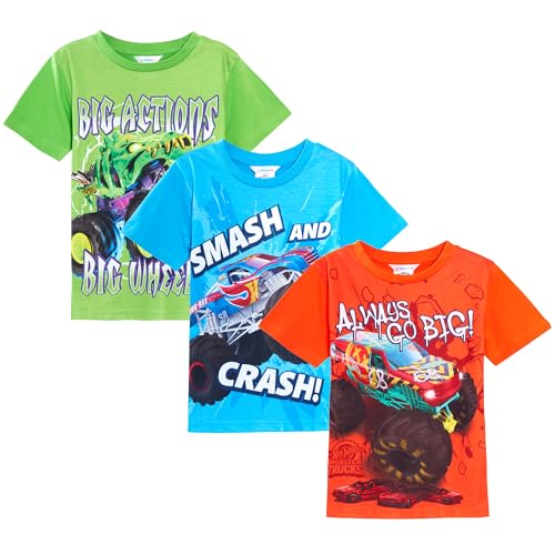 Hot Wheels 3er-Pack Monster Trucks T-Shirts Kinder Multipack Kurzarm-T-Shirts von Hot Wheels