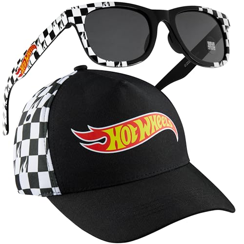 Hot Wheels Basecap Sonnenbrille Kinder Set Sommer Baseball Cap mit UV Brille Schutz Sonnenhut für Freizeit Urlaub Geschenk Kinder von Hot Wheels